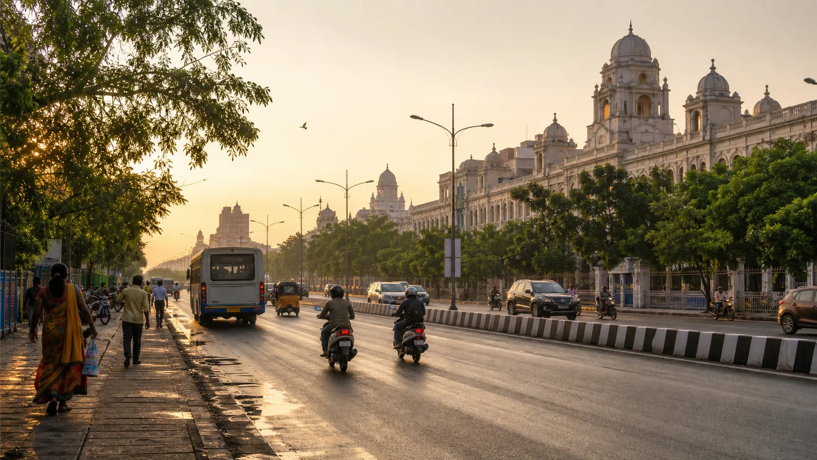 தமிழ்நாடு மற்றும் இந்திய பொதுவாழ்வை சித்தரிக்கும் நகரக் காட்சி